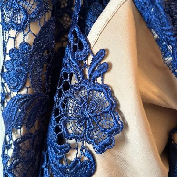 Elegant Blue Lace Dress with full lining. - Picture 3 of 12